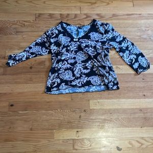 pink and black medium length sleeve floral